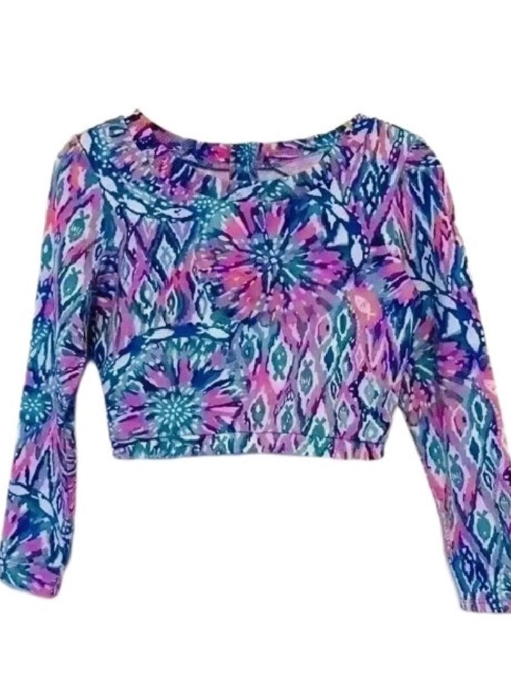 🛍️Lilly Pulitzer Carlitos Pink, Blue & Aqua Crop Top